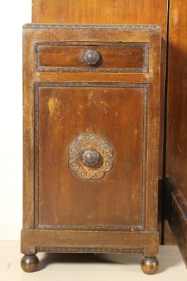 Bottega del 900, complete furnishings, room 900, neo-renaissance room, room destination Italy, Walnut room, bedroom, double bed, closet, Dresser, pair of nightstands, bed, bedside tables, bedroom of 900, room 900