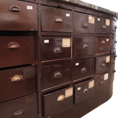 Shop Counter, Mahogany Marble and Bronze, Italy 19th Century