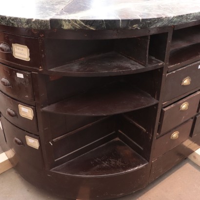 Shop Counter, Mahogany Marble and Bronze, Italy 19th Century