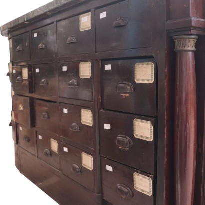 Shop Counter, Mahogany Marble and Bronze, Italy 19th Century