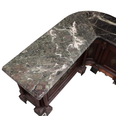 Shop Counter, Mahogany Marble and Bronze, Italy 19th Century