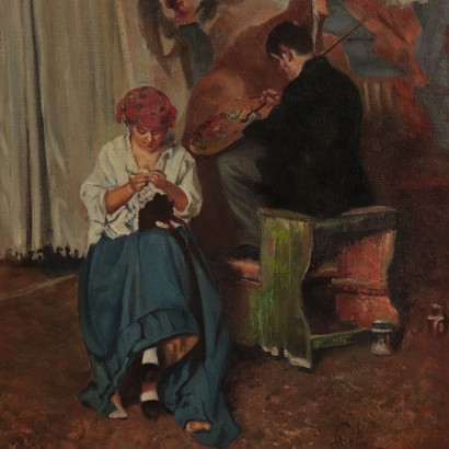 Painter at Work, Oil on Canvas, 19th Century