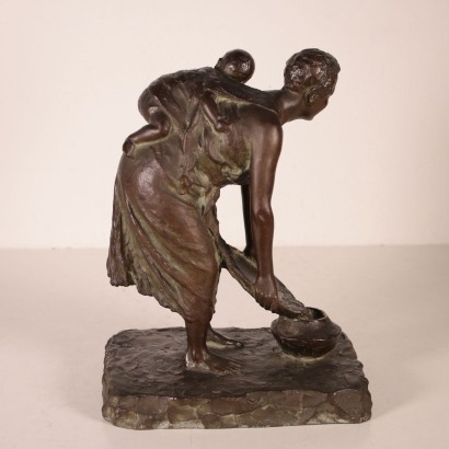 Young Woman with Child, Bronze, Italy 20th Century G.B. Ricci