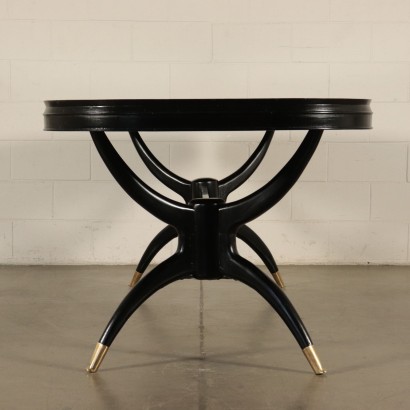 Table, Venner Solid Wood and Brass, Italy 1950s Italian Prodution