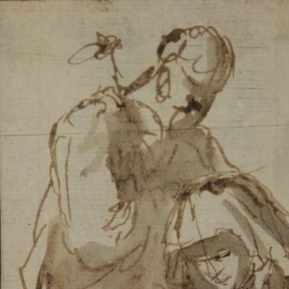 Domenico Paghini, Pen and Watercolor on Paper, 18th Century