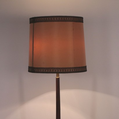 Lamp Stained Wood Brass and Fabric Italy 1940s-1950s