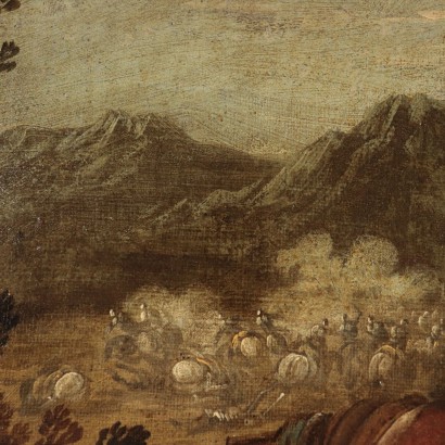 Battle Scene Oil on Canvas Neapolitan School 17th Century Italy