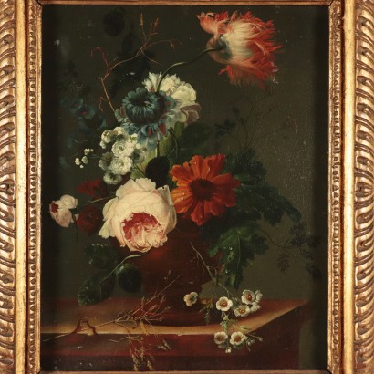 Still Life with Flowers, Oil on Canvas, Flemish School 18th Century