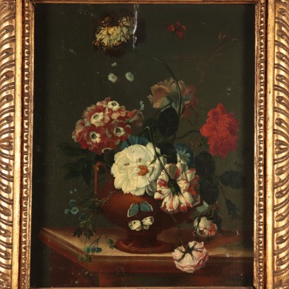 Still Life with Flowers, Oil on Canvas, Flemish School 18th Century