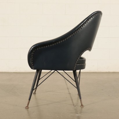 Small Armchair, Foam Lacquered Metal and Leatherette, Italy 1960s