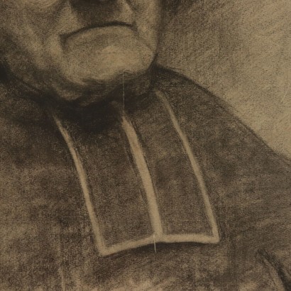 Prelate Face Drawing on Paper 19th Century