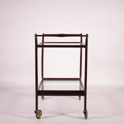 Service Trolley, Stained wood and Mirror, Italy 1950s-1960s