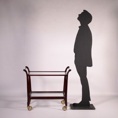 Service Trolley, Stained wood and Mirror, Italy 1950s-1960s