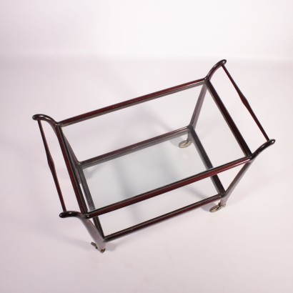 Service Trolley, Stained wood and Mirror, Italy 1950s-1960s