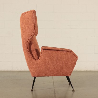 Armchair, Foam Fabric Brass and Metal, Italy 1950s-1960s