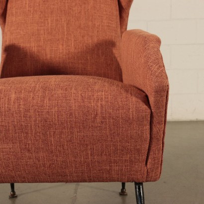 Fauteuil Mousse Tissu Métal Laiton Italie Années 50-60