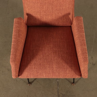 Fauteuil Mousse Tissu Métal Laiton Italie Années 50-60