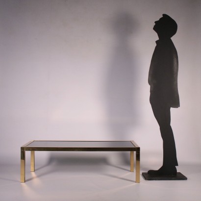 Coffee table, Brass and Smoked Glass, Italy 1980s