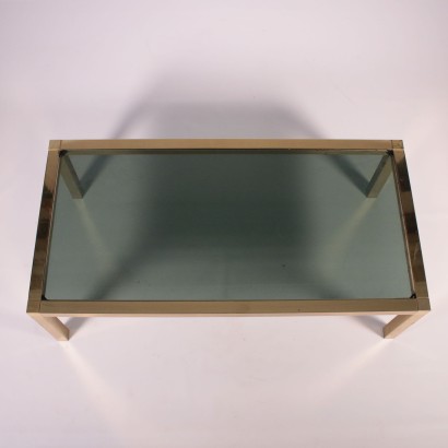 Coffee table, Brass and Smoked Glass, Italy 1980s