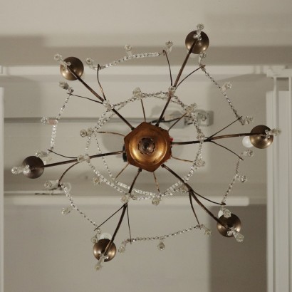 Neoclassical Chandelier, Carved Wood and Wrought Iron, Italy 18th Cen