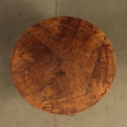 Round Coffee Table, Walnut Veneer, Italy 19th Century