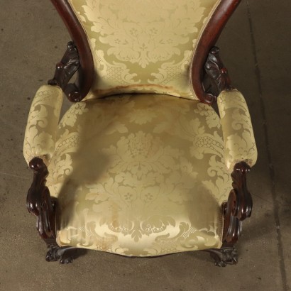 Pair of Luois Philippe Armchairs, Walnut, Naples, Italy 19th Century