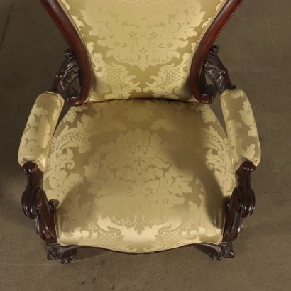 Pair of Luois Philippe Armchairs, Walnut, Naples, Italy 19th Century