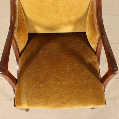 French Armchairs Sessile Oak Velvet France 1980s-1990s School of Nancy