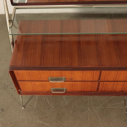 Silvio Cavatorta Dresser, Teak Veneer Brass Glass, Itay 1960s