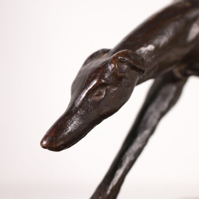 female Nude with Greuhound, Bronze, 20th Century