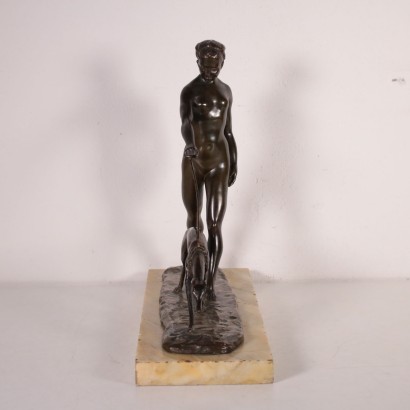 female Nude with Greuhound, Bronze, 20th Century