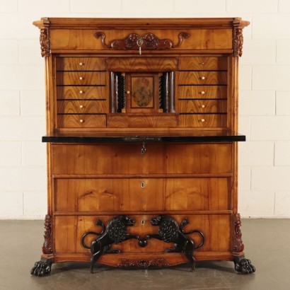 Biedermeier Secretaire, Marple and Ebony, Austria 19th Century