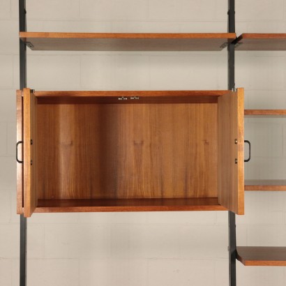 Bookcase, Teak Veneer and Metallic Enamelled, Italy 1950s-1960s