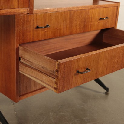 Bookcase, Teak Veneer and Metallic Enamelled, Italy 1950s-1960s