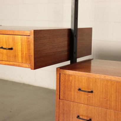 Bookcase, Teak Veneer and Metallic Enamelled, Italy 1950s-1960s