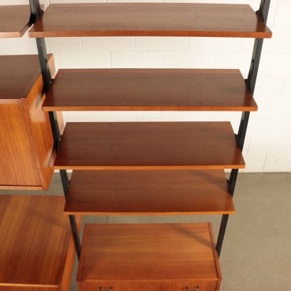 Bookcase, Teak Veneer and Metallic Enamelled, Italy 1950s-1960s