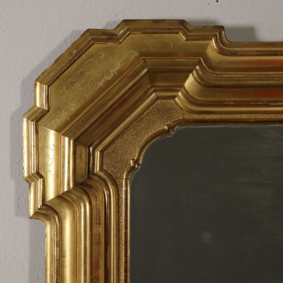 Grand Miroir Mouluré Bois doré Italie Moitié'800