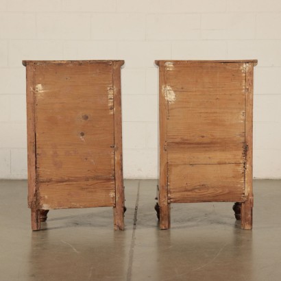 Pair of Bedside Table, Walnut and Walnut Veneer, Italy 19th Century