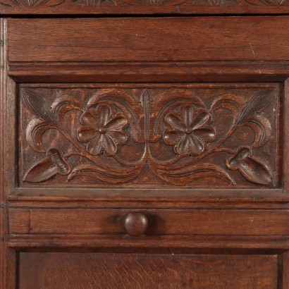 Carved Cupboard, Sessile Oak, Northern Europe 19th Century