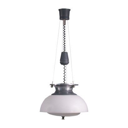 Lampe Opalglas Alluminium - Italien 1960er