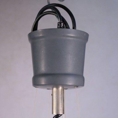 Lamp, Aluminum and Opaline Glass, Italy 1960s Lumi