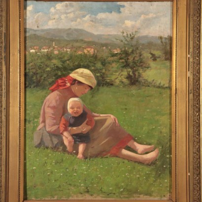 Maternity in a Landscape, Oil on Canvas, 20th Century