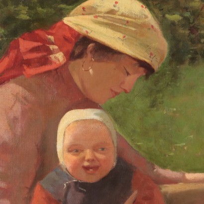 Maternity in a Landscape, Oil on Canvas, 20th Century