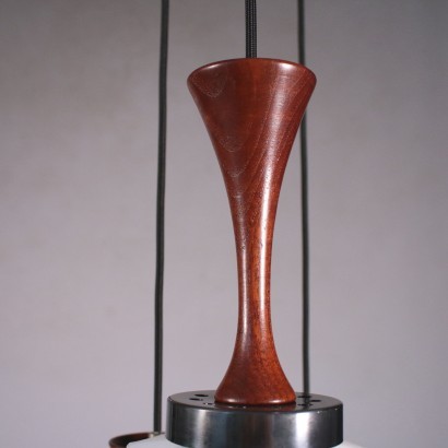 Lamp, Teak Metal and Opaline Glass, Italy 1960s