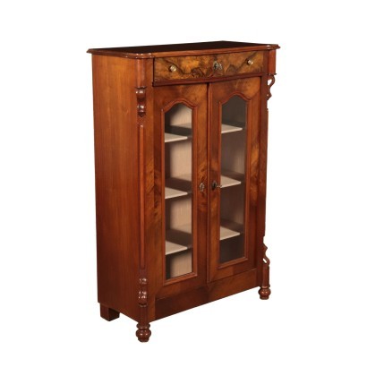 Biedermeier Showcase, Walnut and Mahogany, Austria 19th Century