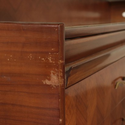 Dresser,Mahogany Veneer Back-Treated Glass and Brass, 1950s