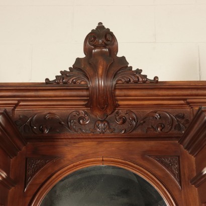 Neo-Renaissance Cupboard, Walnut Bronze and Glass, Italy 20th Cen