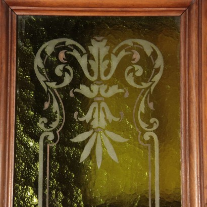 Neo-Renaissance Cupboard, Walnut Bronze and Glass, Italy 20th Cen