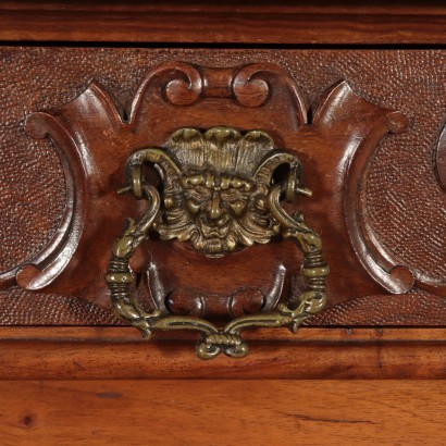 Neo-Renaissance Cupboard, Walnut Bronze and Glass, Italy 20th Cen