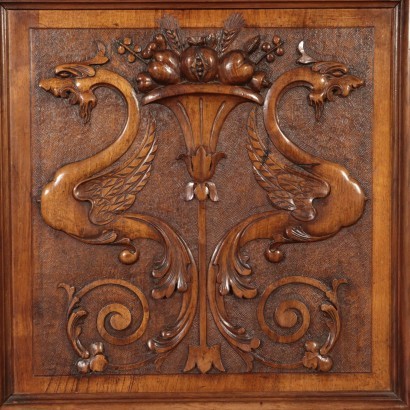 Neo-Renaissance Cupboard, Walnut Bronze and Glass, Italy 20th Cen